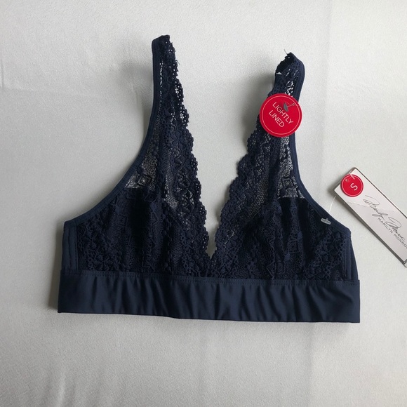 NWT MARILYN MONROE wire-free navy lace Bralette S - Picture 8 of 9